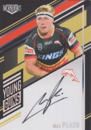 NRL - 2025 Elite - Young Guns Black Signature #YGS05 - Max Plath SN159, AUTO - Dolphins