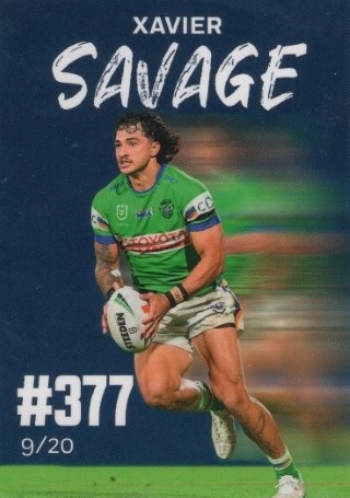 NRL - 2025 Raiders Member Collector Card - #09 Xavier Savage PROMO - Canberra Raiders