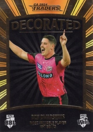 CRICKET - Traders 2024-25 - Decorated #D28 - Ben Dwarshuis SN170 - Sydney Sixers