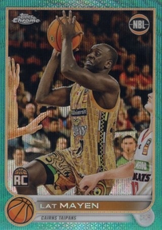 NBL - 2022-23 Topps Chrome - Aqua Wave Refractor #027 - Lat Mayen SN199 - Cairns Taipans