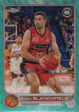 NBL - 2022-23 Topps Chrome - Aqua Wave Refractor #060 - Todd Blanchfield SN199 - Perth Wildcats