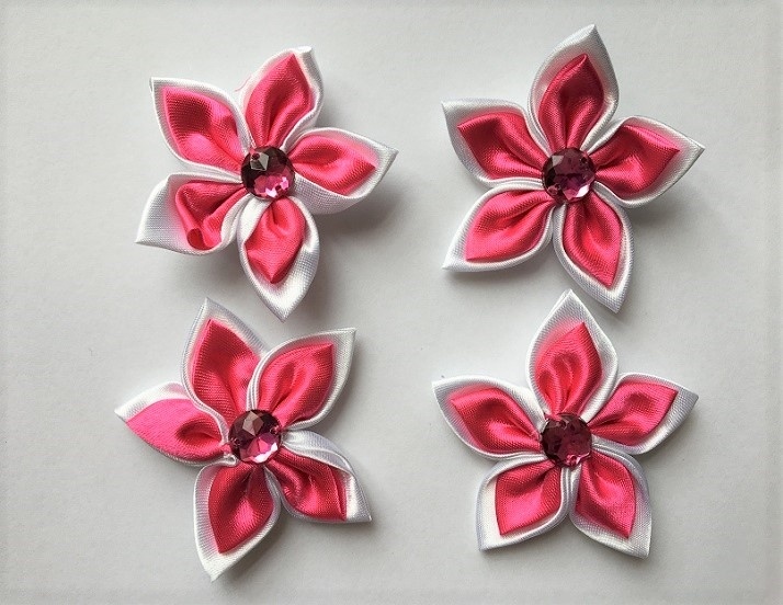 Satin Flowers - Pink & White