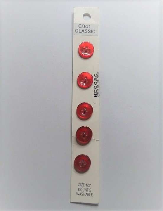 Buttons - Classic - Red - 12mm