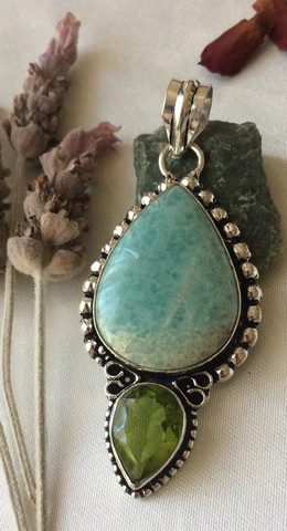 Amazonite with Peridot