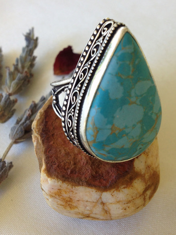 Mexican Blue Copper turquoise Vintage Gemstone Ring