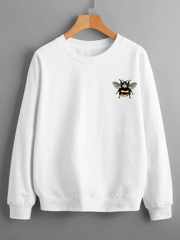 Men Bee Print Sweatshirt