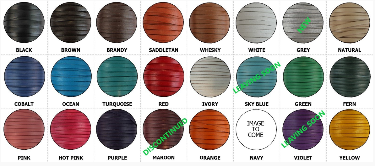 Available Kangaroo lacing colours
