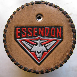 Essendon Football Club leather tallie long neck bottle cooler