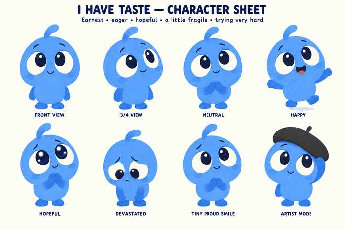 Nib character sheet showing multiple poses and expressions