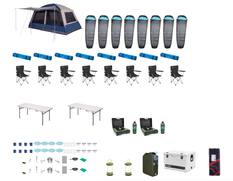 Tribe Camp Setup many people friends family