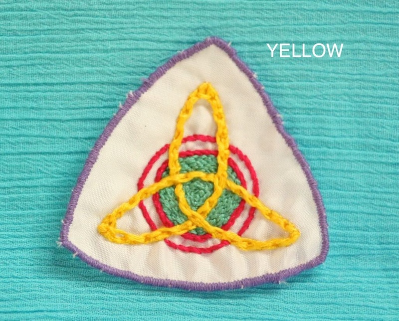 Triquetra - Yellow - Hand Embroidered Sew On Patch