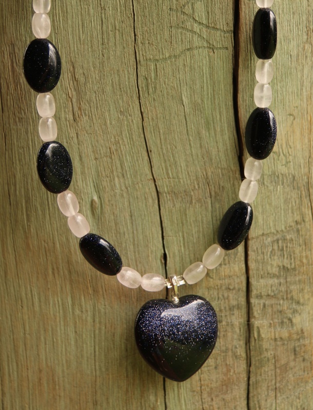 57. Blue Sunstone and Rose Quartz Necklace