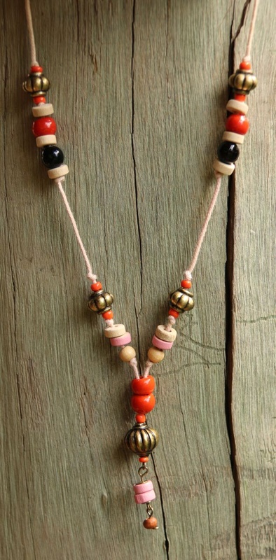 483. Glass, Wood and Metal Bead Necklace