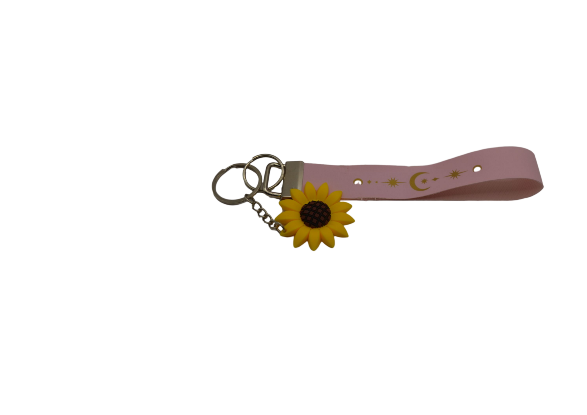 Pink Star and Moon with Sunflower Keyring