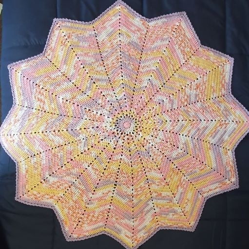 12 pointed star baby shawl with picot edge