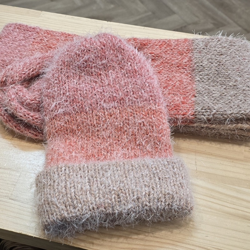 Latte Beanie and Scarf set