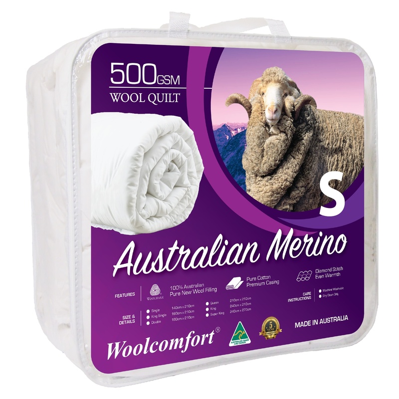 Woolcomfort Aus Made Merino Wool Quilt 500GSM