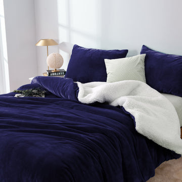 2 in 1 teddy sherpa duvet cover set and blanket queen