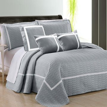 6 piece two tone embossed comforter set queen