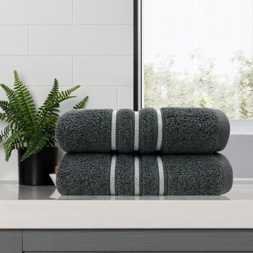 amor classic dobby stripe super soft premium cotton bath towel 2 pcs
