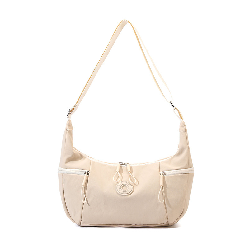 Beige Stylish & Lightweight Nylon Crossbody Bag