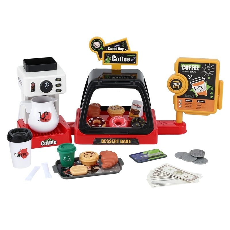 Keezi Kids Pretend Role Play Toy Coffee Shop with Coffee Maker Machine