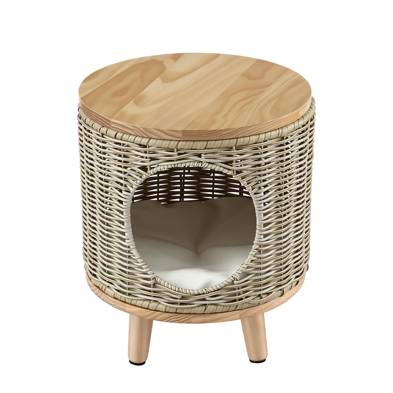 Gardeon Coffee Side Table Wicker Steel Desk Pet Bed Storage Outdoor Furniture