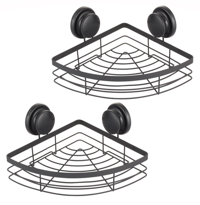 2 Pack Round Corner Shower Caddy Shelf Basket Rack with Premium Vacuum Suction Cup