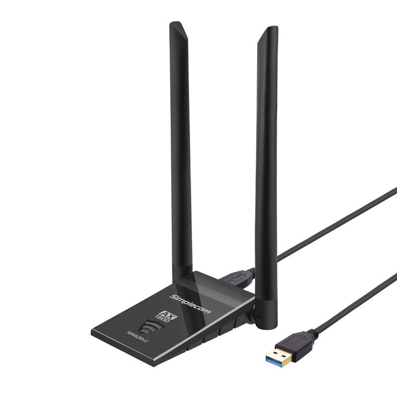 Simplecom NW628v2 AX1800 Dual Band WiFi 6 USB Adapter with 2x 5dBi High Gain Antennas