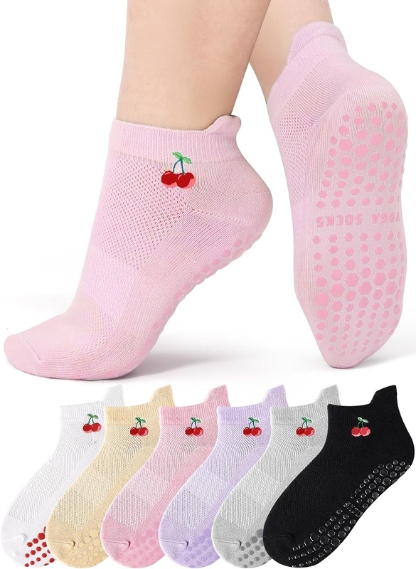 6 Pairs Grip Pilates Socks for Women, Grippy Non Slip Yoga Socks