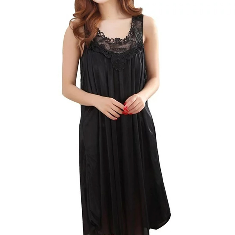 Summer Lace Patchwork Pajamas Sleepwear Women Nightgown Nightdress