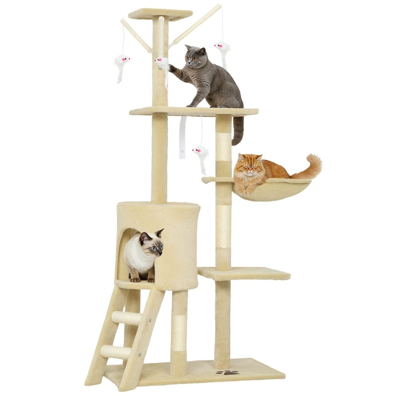 CARLA HOME 134cm Cat Tree with Hammock, Plush Perch & Sisal Scratching Posts