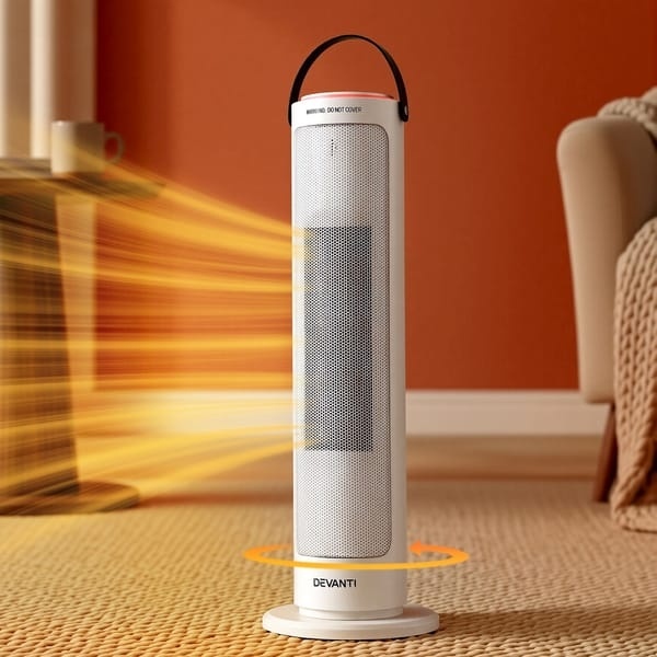 Devanti 2000W Ceramic Tower Heater Oscillating Indoor White
