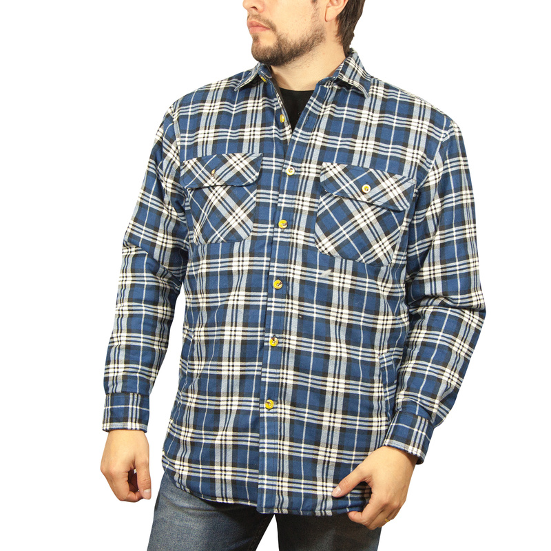 Jacksmith Quilted Flannelette Shirt Mens Jacket 100% Cotton Padded Warm Winter Flannel