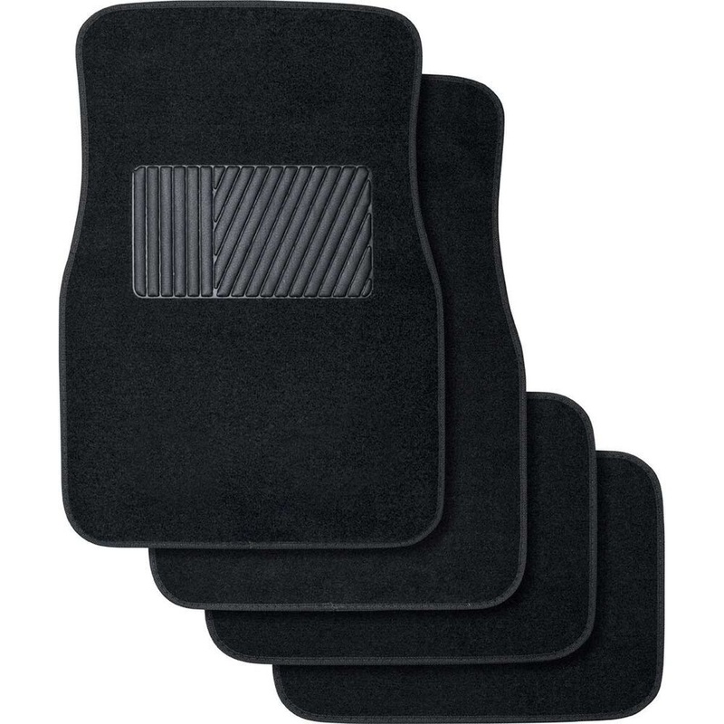 4pcs Car Floor Mats Front Rear Rubber Black Universal Fit Carpet Set