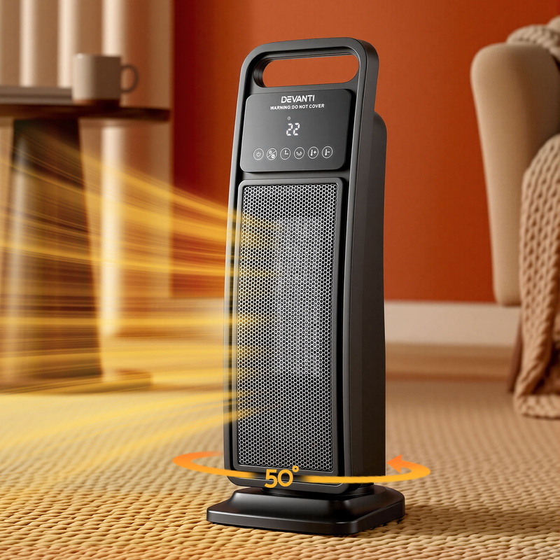Devanti 2000W Ceramic Tower Heater Oscillating Black