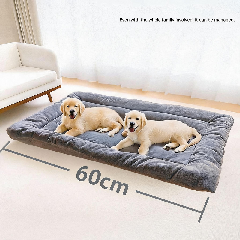 Grey Plush Dog Bed for Large Dogs