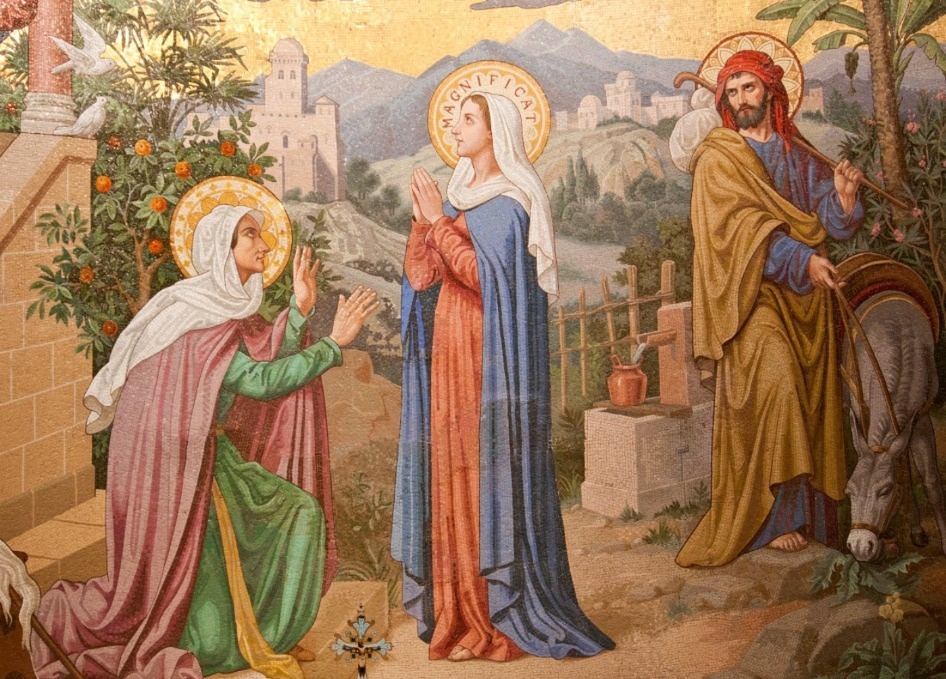 The Visitation, Mosaic, Rosary Basilica in Lourdes, France