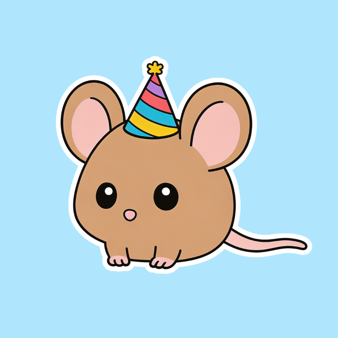 Party Hat Brown Mouse