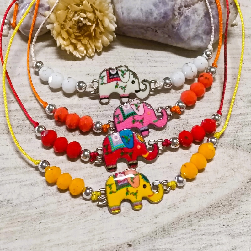 Colourful Elephant Bracelet Set 4 Assorted