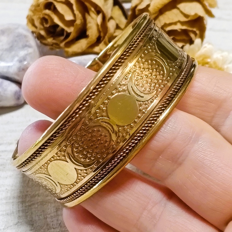 Triple Moon Brass Cuff