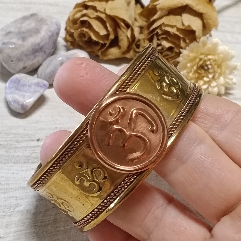 Brass and Copper Cuff with Om Design