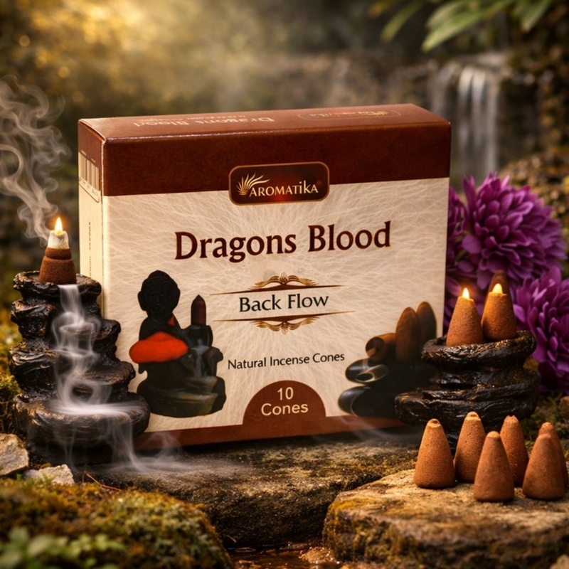 Aromatika Back Flow Incense Cones Dragons Blood