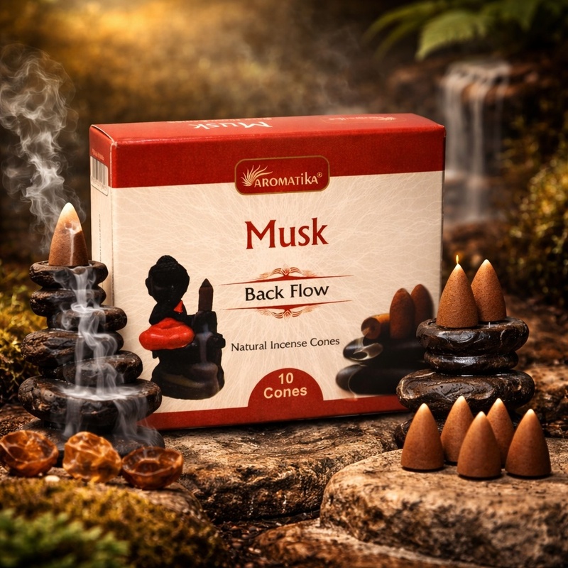 Aromatika Back Flow Incense Cones Musk