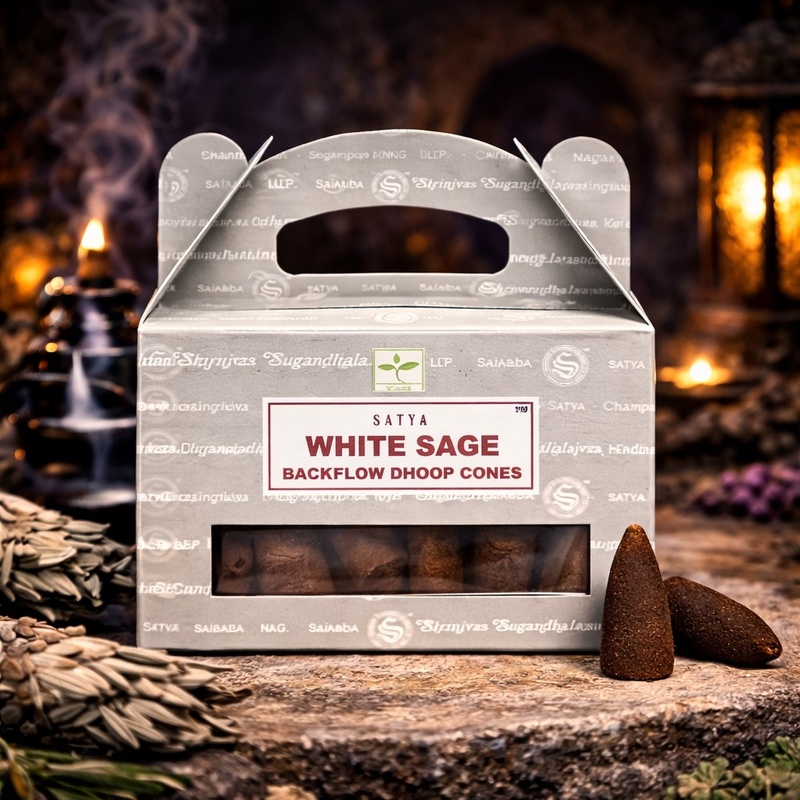 Satya Backflow Dhoop Incense Cones White Sage