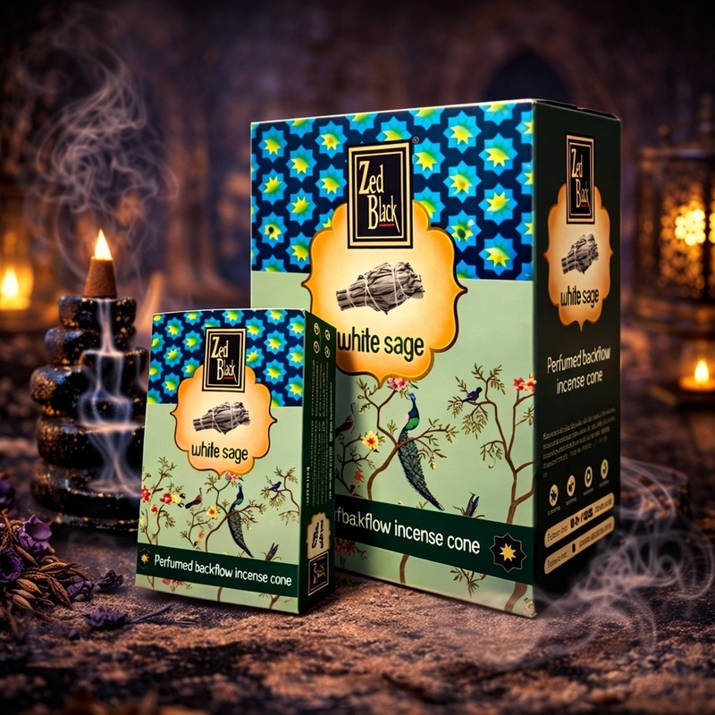 Zed Black Backflow Incense White Sage Cones