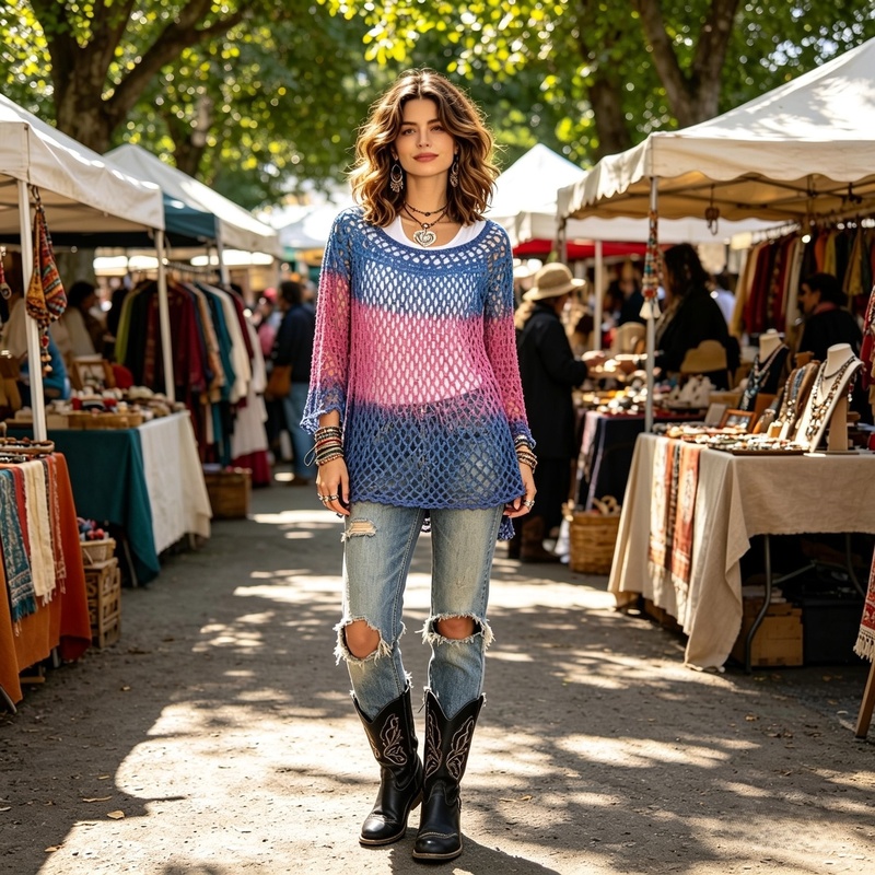 Hand-Crafted Macrame Tie-Dyed Cover-Up