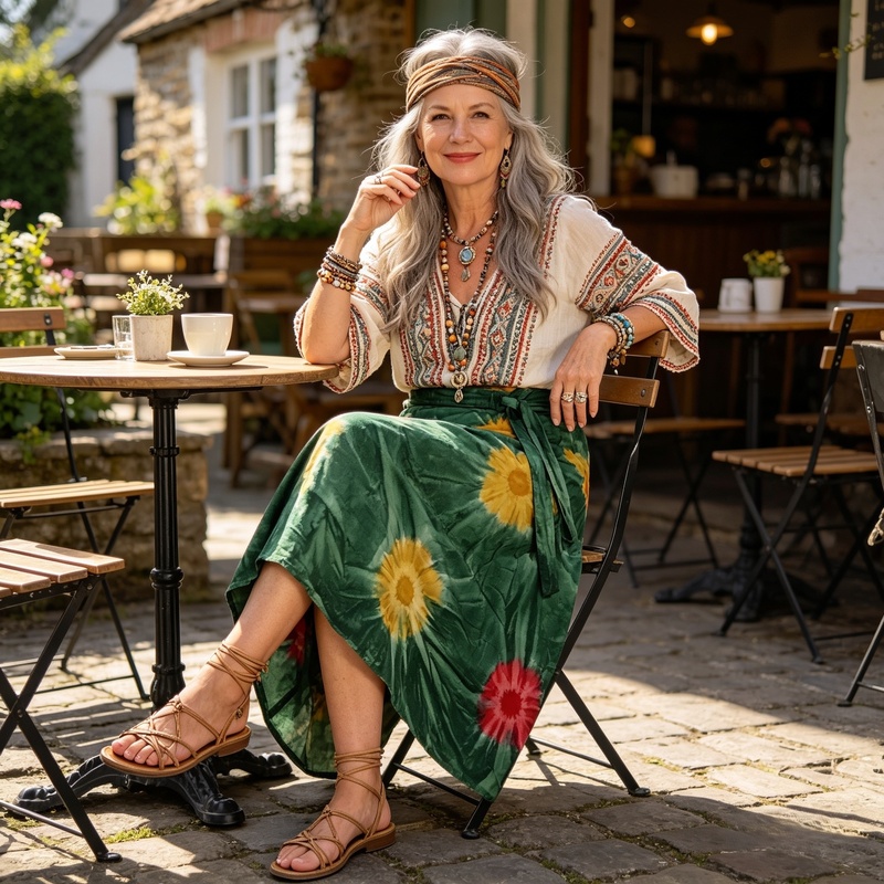 Boho Diva Cotton Wrap Skirt – Tie-Dyed Green