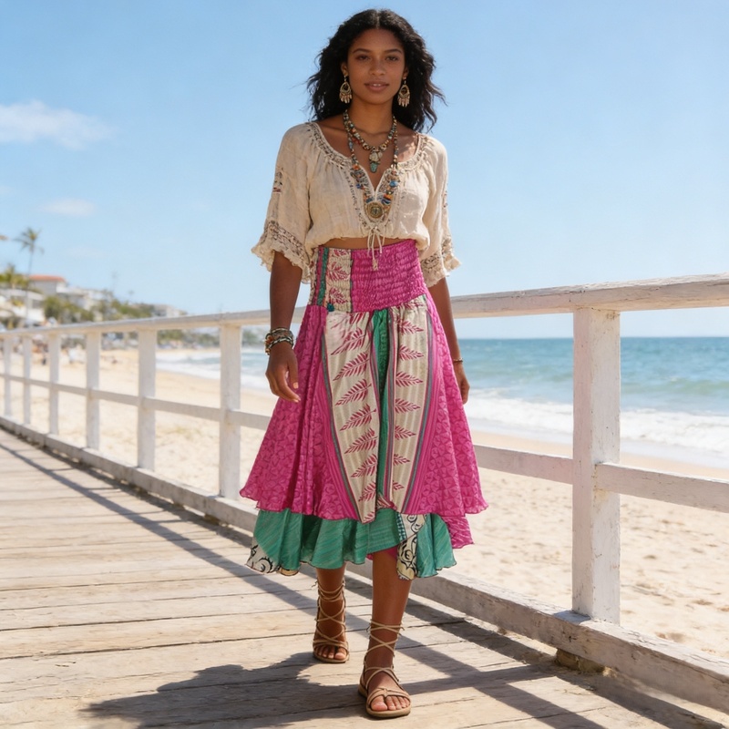 Shirred Sari Skirt