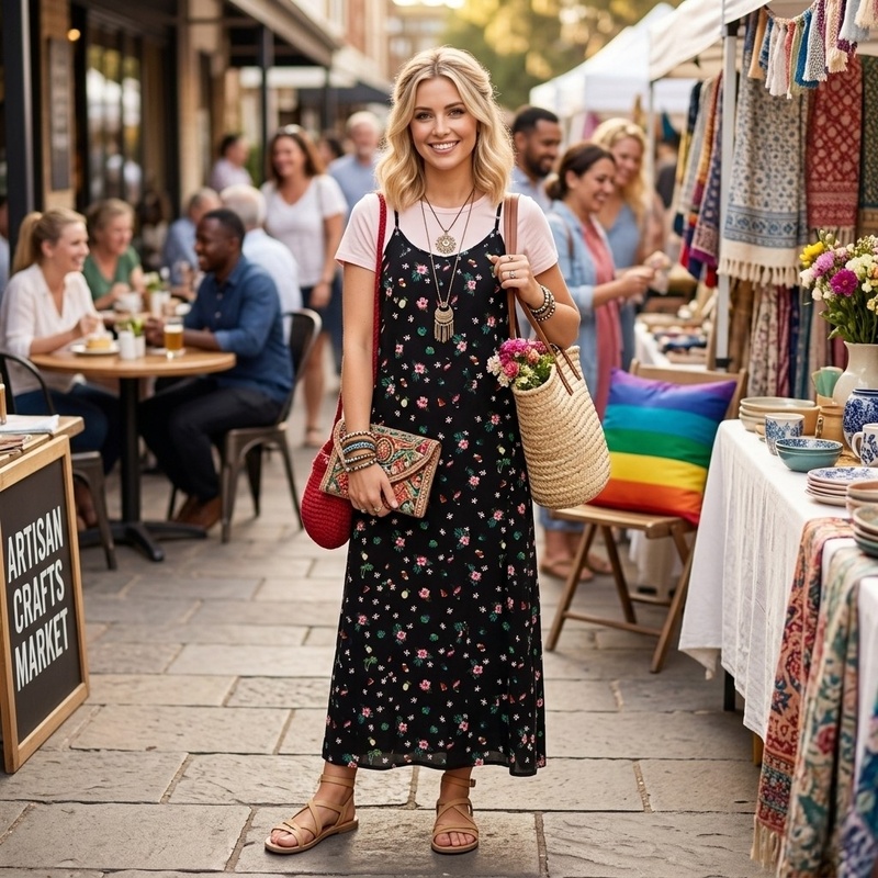 Maxi Dress Tropical Black